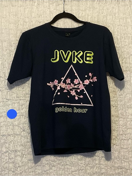 Jvke Tops - JVKE Golden Hour Cherry Blossom Graphic T-Shirt Navy Small Unisex Tee